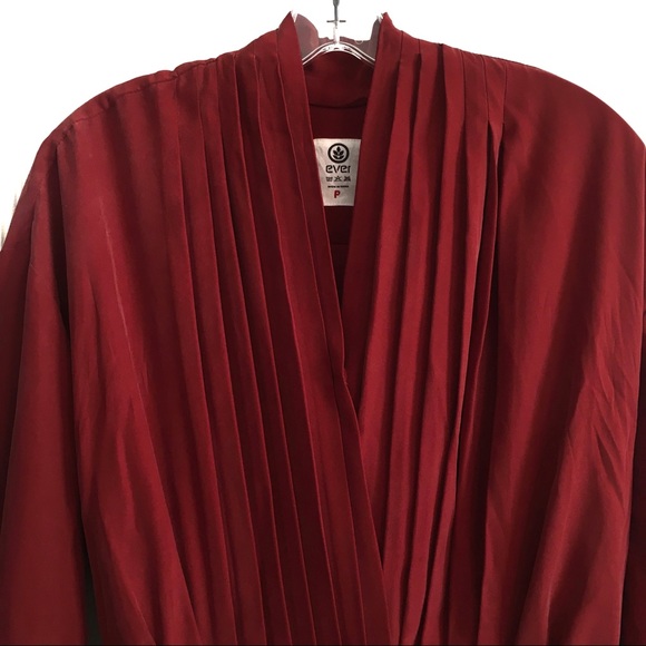 EVER - red asymmetric silk shirt dress - P - Picture 2 of 12